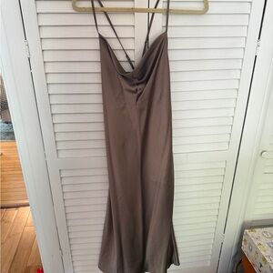 Show Me Your MuMu Brown Cowl Neck Slip Dress